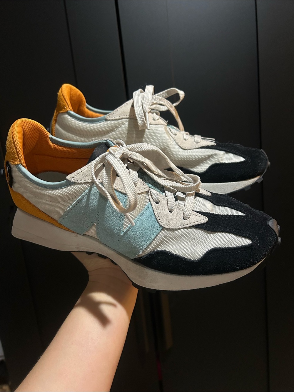 New Balance Men's Retro Runners - Cream, Black, Light Blue & Mustard